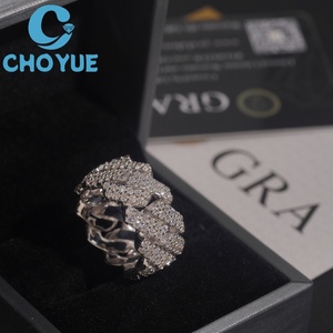 Hot Sale Lab Diamond Cuban <b>Ring</b> <b>Iced</b> Out Solid Sterling Silver 925 Gold Plated Lad Grown Diamond <b>Ring</b> Hip Hop Jewelry - Product Image 4