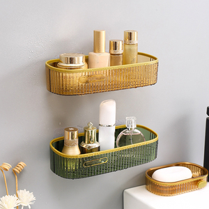 Light Luxury No-Drill <b>Wall</b>-Mounted Plastic <b>Storage</b> <b>Rack</b> for Bathroom & Kitchen Multi-Purpose Home & Hotel Organizer - Product Image 1
