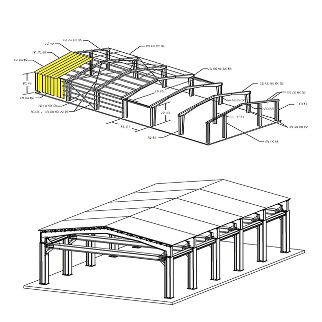 Modern Light Weight Steel Structures 3000 Square Meter Pre-Fabricated Steel Structure Warehouse Building Kits