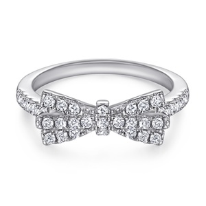 แหวนเงินแท้ 925 ชุบโรเดียม ดีไซน์โบว์ ประดับเพชรซิคอน สำหรับงานแต่งงาน งานเลี้ยง ผู้หญิง คุณภาพสูง ขายส่ง - Product Image 2