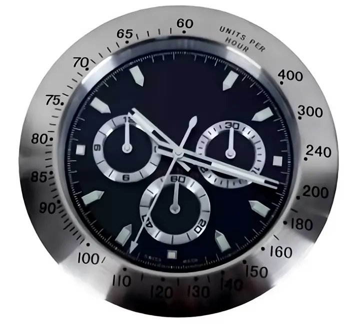 34 CM יוקרה שעון צורת לוח שנה קיר שעון קיר שעון שעון עם תאריך ויום מתכת דקורטיבי שעון מודרני