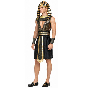 Costume de pharaon égyptien pour homme adulte, ensemble de déguisement pour fête d'Halloween, noir et or - Product Image 2