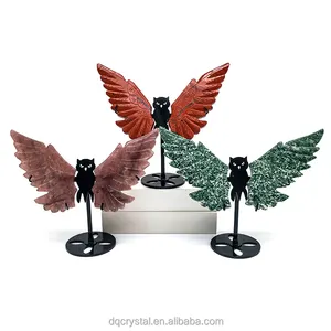 Wholesale of natural crystal crafts mixed with angel wings red jasper crystal wings for home decoration