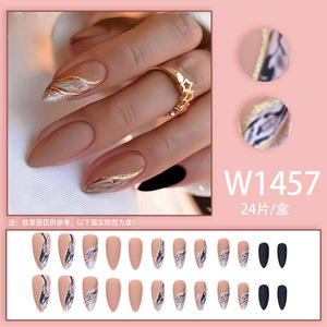 <span class=keywords><strong>Uñas</strong></span> Postizas Personalizadas de 24 Piezas, ABS, <span class=keywords><strong>con</strong></span> Pegamento, Color Blanco Hielo, Camelia, <span class=keywords><strong>Brillo</strong></span> <span class=keywords><strong>Dorado</strong></span>, Estilo INS, Cortas - Product Image 3