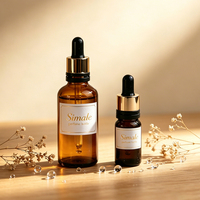 Venta al por Mayor de Botellas de Vidrio Ámbar con Gotero de 10ml, 20ml, 50ml y 100ml, con Tapa Dorada, Recargables, para Aceites Esenciales y Sueros, con Serigrafía