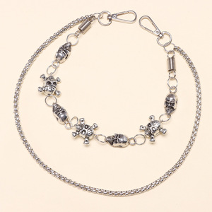 Chaîne de taille squelette en argent tibétain double couche, style Hip Hop Punk Street, chaîne pour jean, chaîne de corps décontractée et tendance - Product Image 3