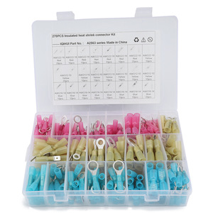 IQIHUI Insulated Heat Shrink Connector <b>Kit</b> 270Pcs AWG12-22 <b>Electrical</b> Wiring Connectors Plastic Storage Box - Product Image 1