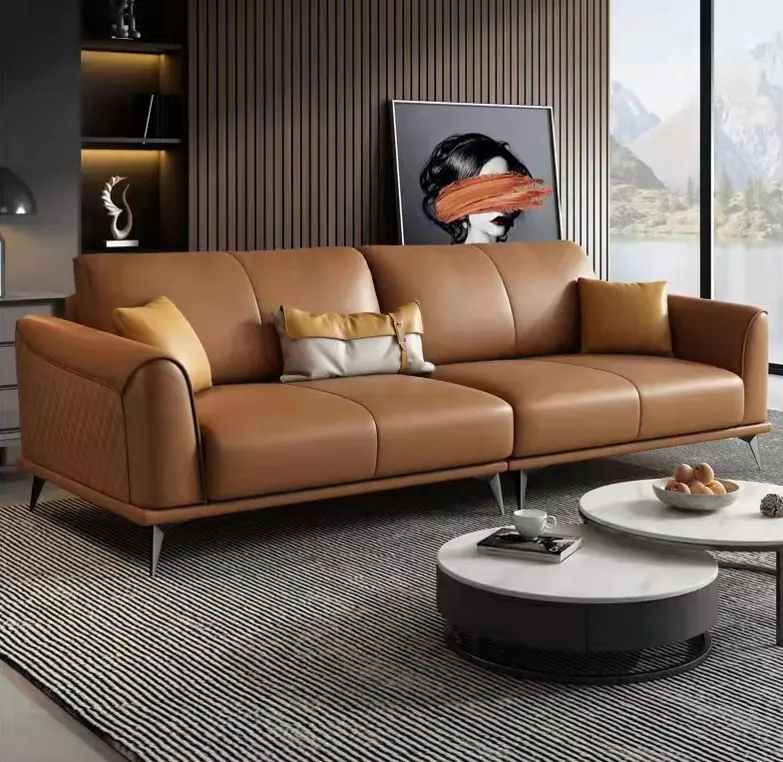 Sofa Gaya Baru Desain Modular Sofa Kantor Kontemporer 7 Tempat Duduk Set Sofa Kulit Modern