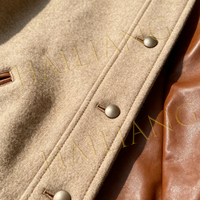 Veste universitaire personnalisée pour homme avec broderie chenille, manches en cuir, corps en laine, style Letterman, boutonnée, manteau pour homme