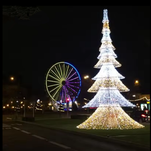 Luces navideñas con diseño de estrella y árboles de Navidad, esferas metálicas iluminadas para exteriores, impermeables IP65, para Año Nuevo - Product Image 1