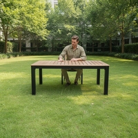 Table de jardin en HDPE résistante aux intempéries, table de patio moderne rectangulaire pour 6 à 8 personnes, villa, hôtel