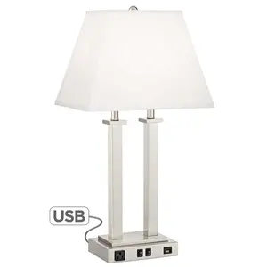 JLT-7006 Electrical outlets dual rocker switch table lamp with usb port hotel light with electrical outlets