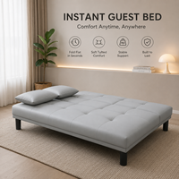 Modernes Luxus-Schlafsofa Graues Leder Mehrere Positionen Getränkehalter 2-in-1 Platzsparende Wohnmöbel