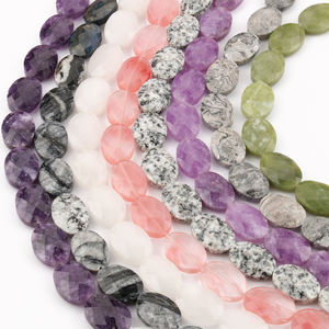 Perles de pierre ovales facettées en cristal naturel de 13x18 mm, perles de pierres précieuses en forme de larme pour la fabrication de bijoux DIY, 20 cm (8 pouces) - Product Image 2