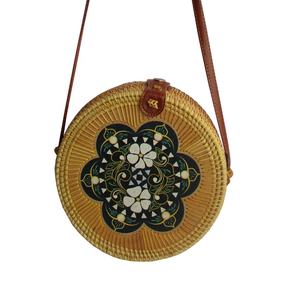 Sac Hobo d'été pour femme à bandoulière unique en rotin de Bali, style Vinacraft, doublure en lin vintage, tressé en paille avec imprimé floral - Product Image 6