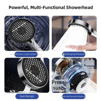 OFFO Pommeau de Douche à Main en Plastique ABS, 6 Modes, Haute Pression, Débit Réglable, Chromé, pour Faible Pression d'Eau, Fixation Murale