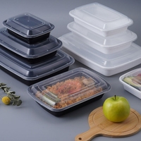 Récipient alimentaire en plastique jetable rectangulaire clair de vente chaude, boîte à déjeuner alimentaire PP micro-ondable