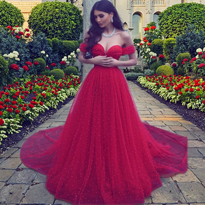 Vestido de Novia Rojo de la Marca Arrival, Diseños con Hombros Descubiertos, Adornado con Cuentas, Elegante Vestido de Novia Largo y Sexy - Product Image 6