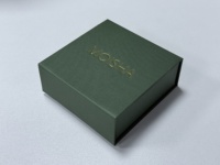 Boîte à bijoux magnétique en papier vert foncé carrée personnalisée avec logo personnalisé - Boîte à collier