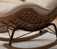 Fauteuil inclinable nordique moderne, décontracté, écologique et durable avec base en bois massif pour salon, chambre et salle à manger