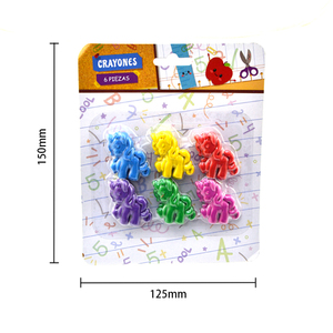 新着3Dアーティストプロ描画ワックスクレヨンかわいい着色動物馬の形6色プラスチッククレヨン子供用 - Product Image 1