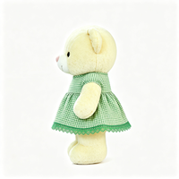 Peluche Ours en Peluche Doux et Moelleux, Adorable Poupée Ours Rembourrée avec Robe Verte à Manches Courtes, Jouet en Peluche Animal pour Enfants