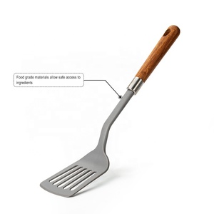 Mango de madera para el hogar y la cocina, 8 Uds., herramientas de cocina antiadherentes grises, juego de utensilios de nailon - Product Image 5