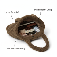 Sac fourre-tout Royal Fair personnalisé grande capacité en velours Teddy Sherpa, sac à bandoulière doux en peluche, sac à main décontracté pour le quotidien et le shopping pour femmes