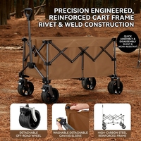 Chariot de camping pliable nouvelle génération avec roues tout-terrain en acier haute teneur en carbone, chariot à main extra-large pour pique-nique et usage extérieur