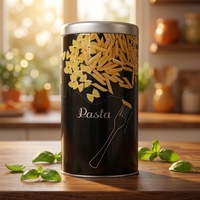 Boîte de rangement ronde en métal pour pâtes, boîte en fer blanc de qualité alimentaire, personnalisable, vide, pour spaghetti et nouilles