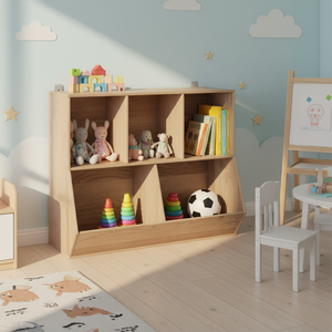 Organisateur de jouets en bois chic à 5 cubes pour enfants avec kit anti-basculement Coffre efficace pour la gestion des jouets Fabriqué en Chine Modèle AL1264 - Product Image 3