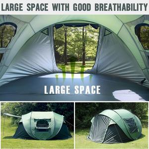 インスタントポップテント 防水レインフライ 簡単設営 キャンプテント <span class=keywords><strong>2</strong></span>ドア窓付き 自動ファミリーテント ハイキング旅行用 ポリエステル製 - Product Image 2