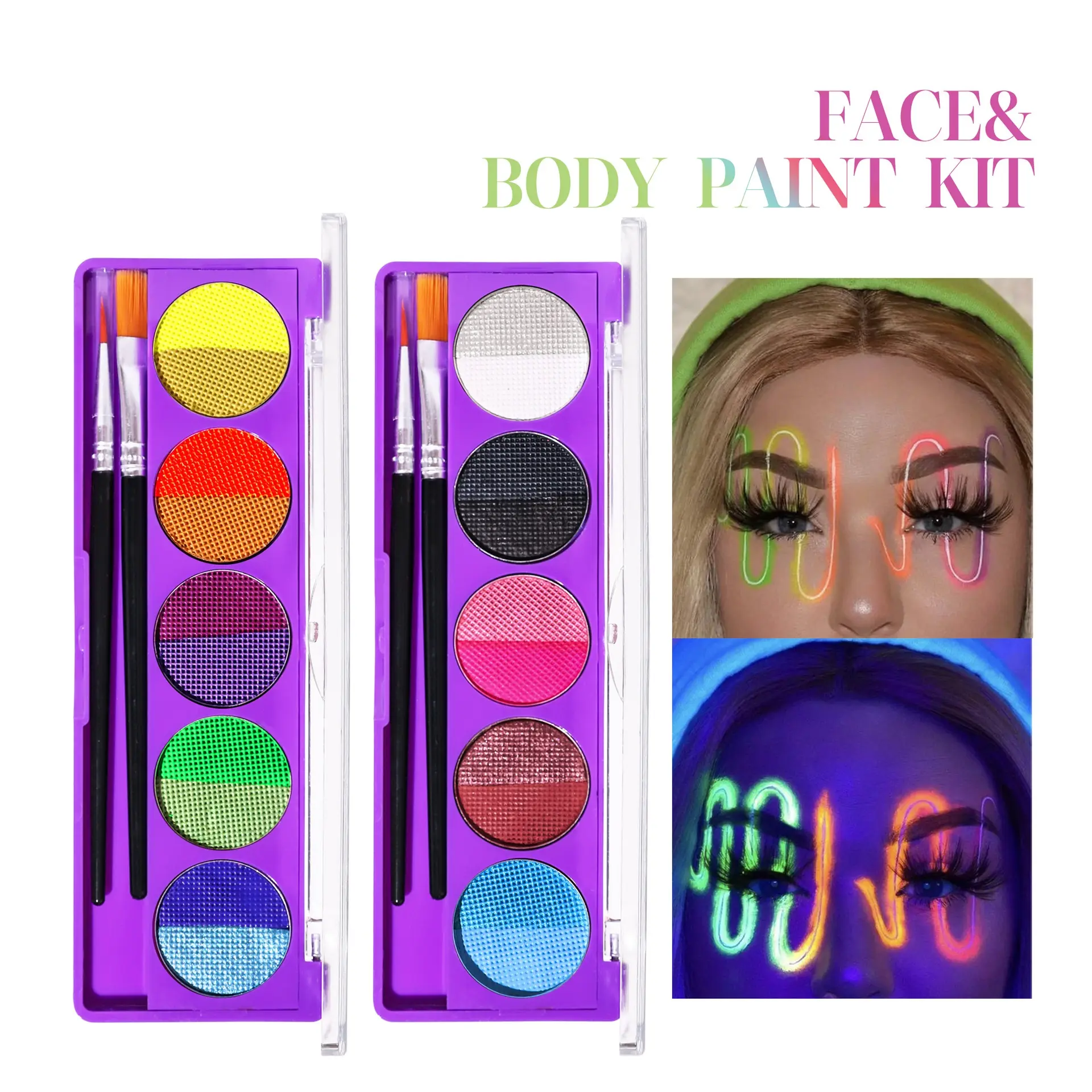 Face paint Halloween bright colors face and body paint palette wholesales party festival kit professionale per la pittura del viso