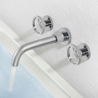 Robinet de lavabo mural encastré en laiton, mitigeur à 2 poignées, double levier, bec rotatif, moderne, 3 trous