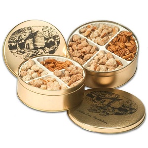 Boîtes à noix imprimées personnalisées Conteneur en métal pour biscuits et biscuits Boîtes à confiserie rondes pour stockage en gros - Product Image 1