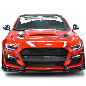 ลิ้นกันชนหน้า 3 ชิ้น สำหรับ Ford Mustang GT500 สไตล์สปอยเลอร์วิงเล็ต สีดำเงาคาร์บอนแบบดั้งเดิม - Product Image 2