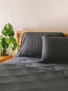 Ensemble de housse de couette 4 pièces en rayures tissées 100% bambou pur, 300 fils, garni de laine, toutes saisons, personnalisable - Product Image 2