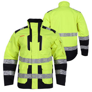 Chaqueta de Trabajo de Protección Contra Arco Eléctrico Amarillo Fluorescente, Retardante de Llama, Costuras Soldadas, Corte Regular, Ropa de Seguridad Nivel B, Protección Contra Salpicaduras - Product Image 3