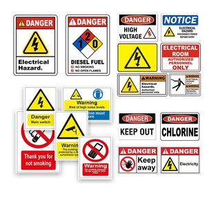 Señales de advertencia de seguridad en cantonés, placas de aluminio con señales de peligro eléctrico para uso industrial - Product Image 1