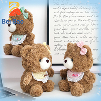 Ours en peluche bouclé avec nœud en dentelle Kawaii, personnalisable, certifié CE CPC, en stock pour anniversaire