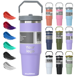 SilverJet Stainless Steel Vacuum Tumbler 30oz BPA Free Flip Straw Lid Custom Logo Travel Coffee Mug Insulated <b>Hot</b> <b>Cold</b> - Product Image 1