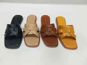 Sandales plates d'été pour femmes avec fermeture à lacets, bout carré, motif uni, embout en <span class=keywords><strong>acier</strong></span> – en sangle tissée - Product Image 1