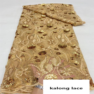 130 Cm Brede Milieuvriendelijke Wateroplosbare Geborduurde Pailletten Kant Stof 100% Polyester Voor Meisjes Trouwjurken - Product Image 4