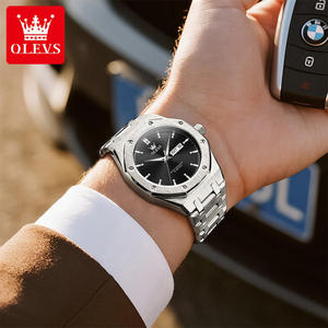   Reloj de Cuarzo Luminoso de Moda, Resistente al Agua, con Calendario, Estilo de Lujo, Marca de Lujo, Logotipo Personalizado OEM 3726, Dorado, Superventas, para Hombre - Product Image 3