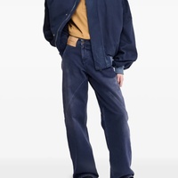 Marineblaue Slim-Fit Lederjacke Herbst Sport Letterman-Stil Standarddicke Wolle Nylon Außenmaterial Baumwolle Herrenjacken