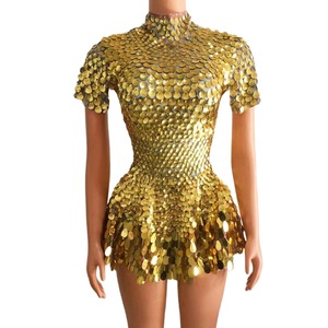 <span class=keywords><strong>Abito</strong></span> Midi con Cerniera, Motivo Uniforme, Sexy con <span class=keywords><strong>Paillettes</strong></span> e Trend Scintillante, Gonne da Festa Ornate Ecologiche - Product Image 4