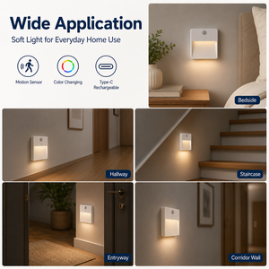 Rechargeable Motion <b>Sensor</b> Night <b>Light</b> 5 Color Changing LED Wall Lamp PIR Human Body <b>Sensor</b> Type-C Night <b>Light</b> - Product Image 6