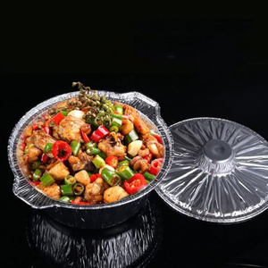 Recipientes Redondos Desechables de Papel de Aluminio de Grado Alimenticio Ecológicos con Tapa, Caja de Aluminio para Arroz, Cazuela y Olla Redonda de Aluminio - Product Image 3