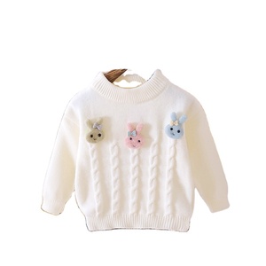 Boutique d'automne pour enfants Vêtements une pièce pour enfants Intarsia Chandails tricotés pour filles - Product Image 1