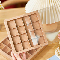 Maßgefertigte Luxus-Schokoladenbox aus Hellbraunem und Weißem Papier mit Transparenter Hülle für Kekse und Schokolade